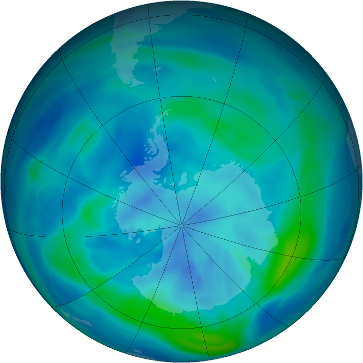 Antarctic ozone map for 22 March 2007